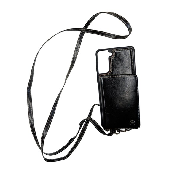 Samsung Galaxy S21 Ultra RFD Blocking Zipper Wallet Case Crossbody Strap Coffee - Picture 4 of 4